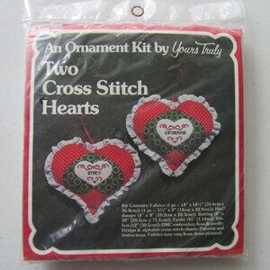 Two Cross Stitch Hearts An Ornament Vintage Kit by Yours Truly #2855 1981